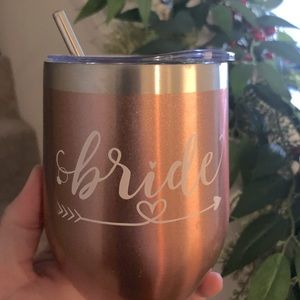 Rose Gold Bride Wine Tumbler